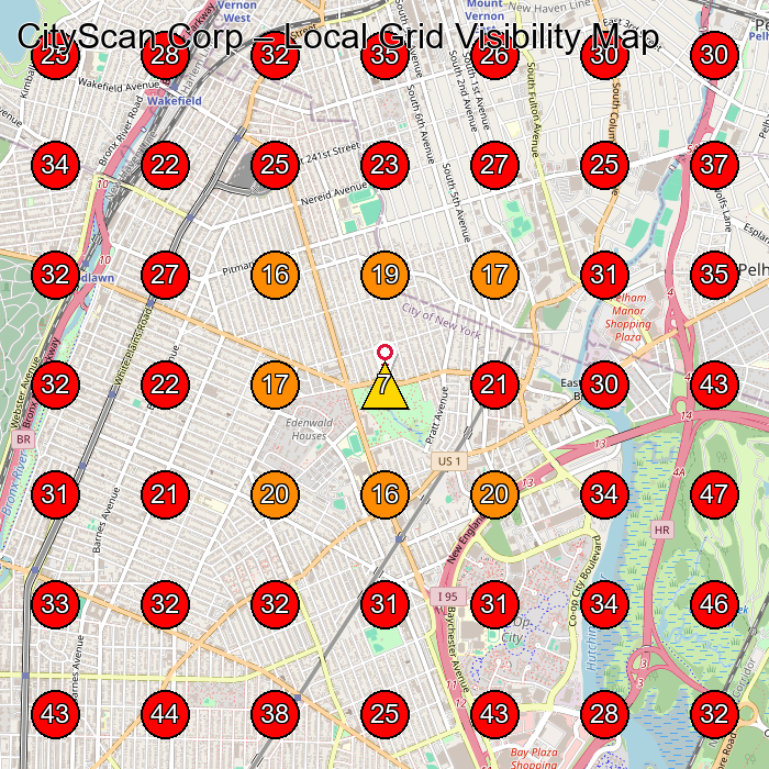 CityScan Corp GeoGrid visibility map for General Contractor in Bronx